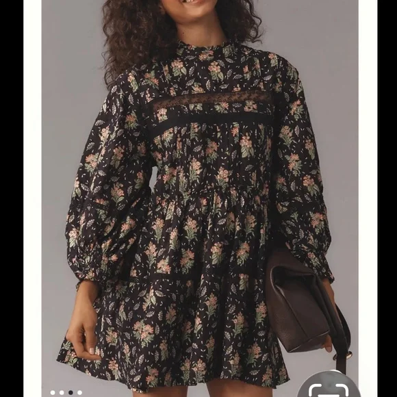Anthropologie Pilcro Swing Floral Black Dress - Picture 2 of 6